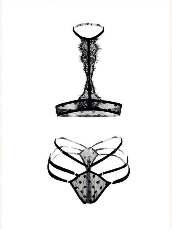 Midnight Dots – Sheer Polka Lace Nightwear Trio