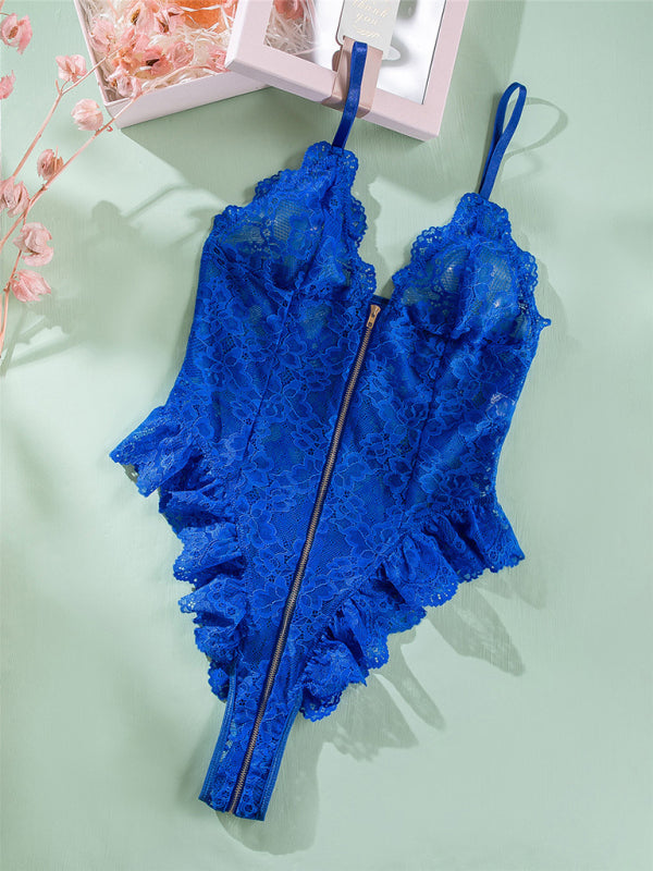 Midnight Rider – Lace & Zipper Backless Bodysuit