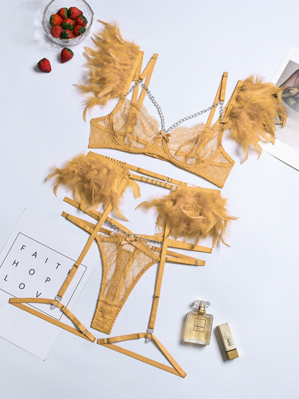 Fallen Angel – Lace & Feather Four-Piece Desire
