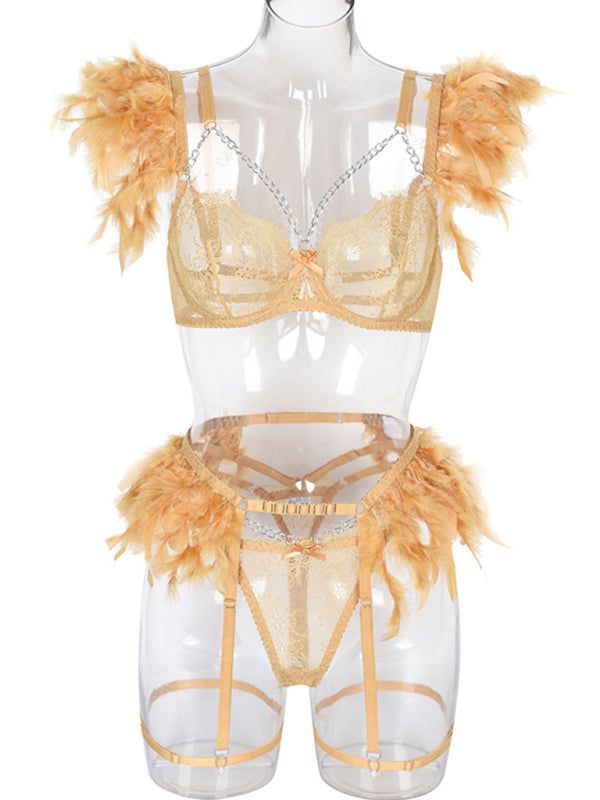 Fallen Angel – Lace & Feather Four-Piece Desire