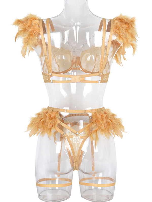 Fallen Angel – Lace & Feather Four-Piece Desire