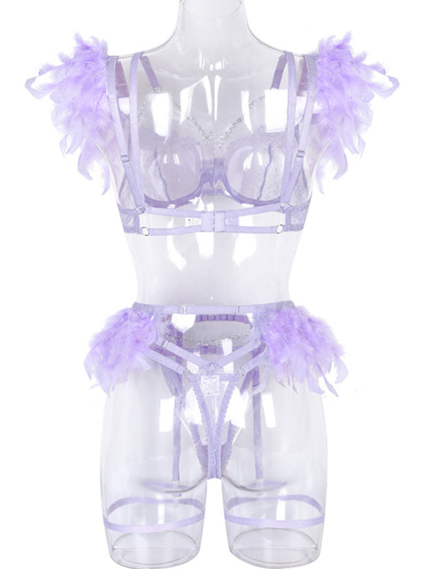 Fallen Angel – Lace & Feather Four-Piece Desire