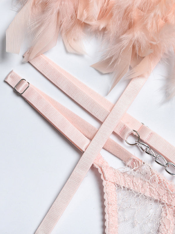 Fallen Angel – Lace & Feather Four-Piece Desire