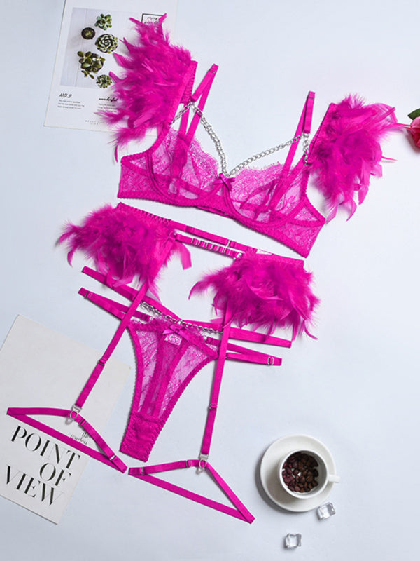 Fallen Angel – Lace & Feather Four-Piece Desire