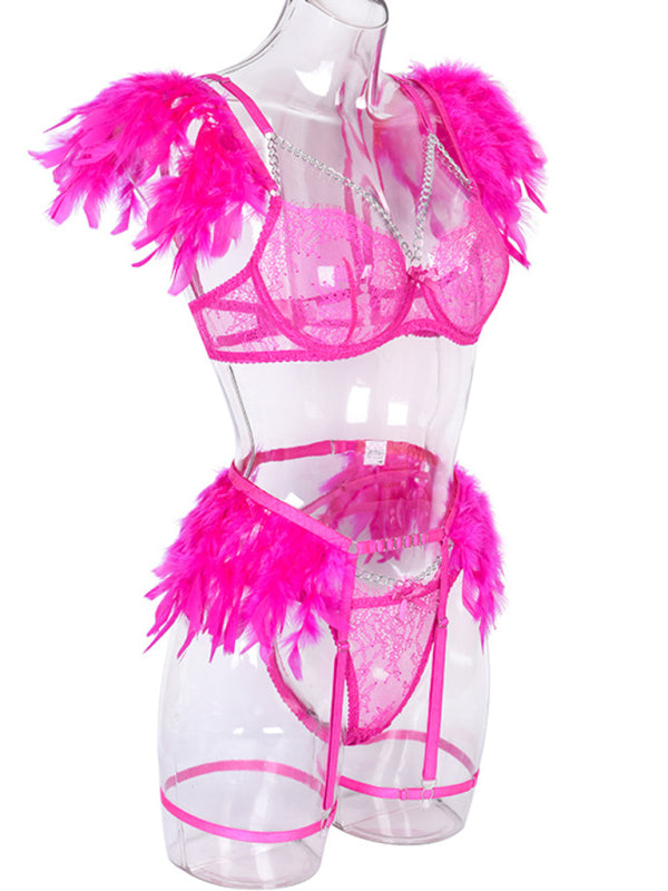 Fallen Angel – Lace & Feather Four-Piece Desire