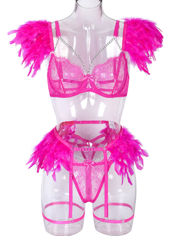 Fallen Angel – Lace & Feather Four-Piece Desire