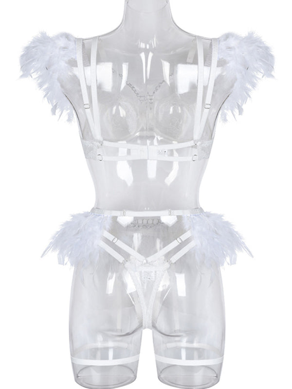 Fallen Angel – Lace & Feather Four-Piece Desire