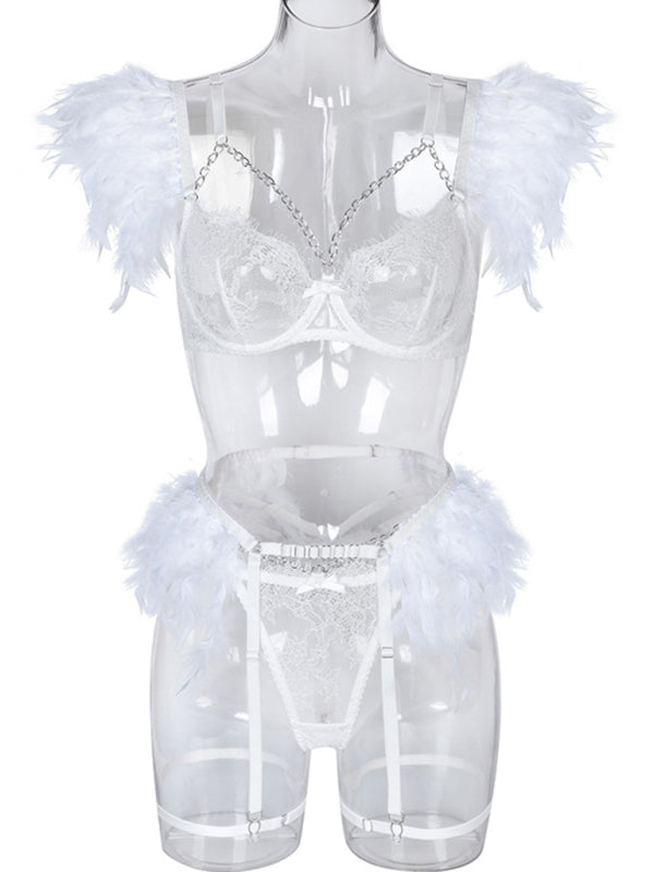 Fallen Angel – Lace & Feather Four-Piece Desire
