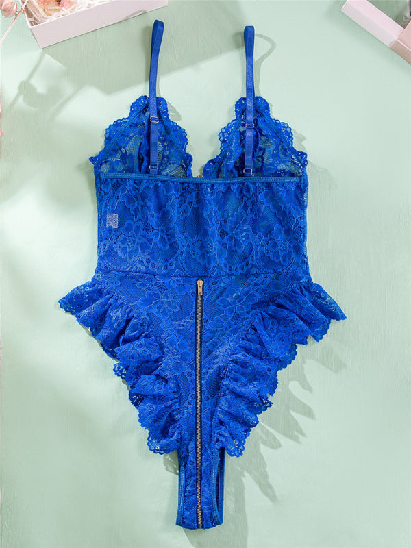 Midnight Rider – Lace & Zipper Backless Bodysuit