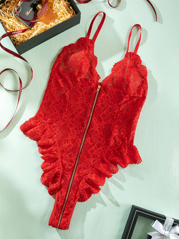 Midnight Rider – Lace & Zipper Backless Bodysuit