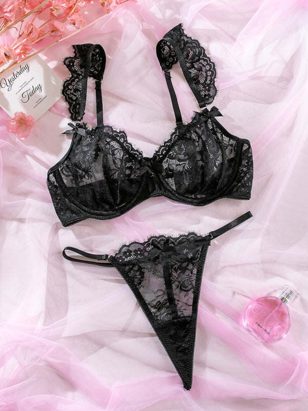 Ruffled Desire – Lace & Bow Seduction Set