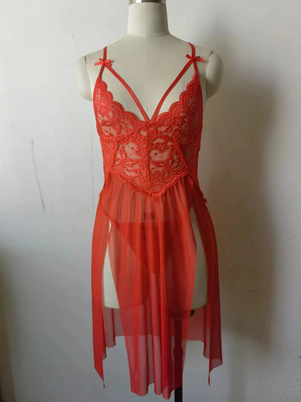 Eternal Seduction – Sheer Lace Embroidered Slit Gown