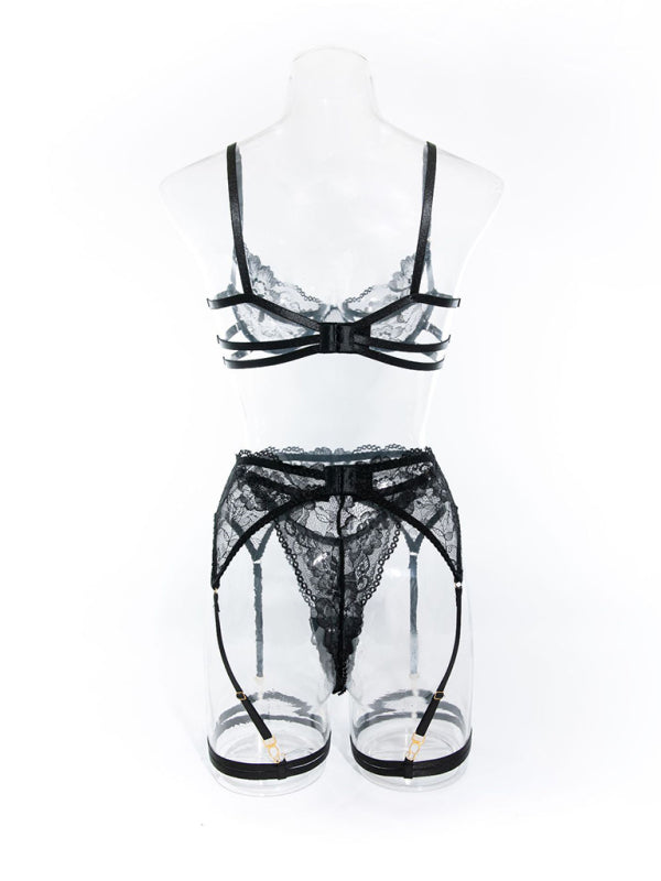 Diamond Sin – Hollow Lace Garter Seduction Set