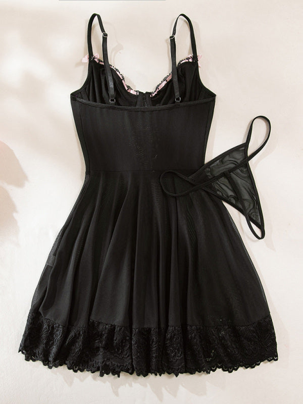 Midnight Ribbons – Lace & Bow Nightdress Duo