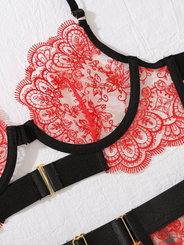 Crimson Temptress – Seduced By Play Signature Embroidered Lace Set