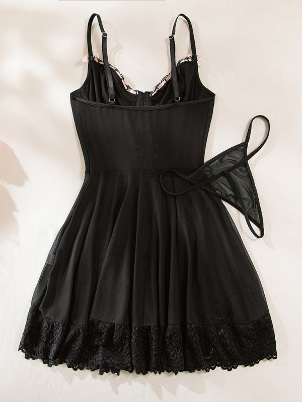 Tied in Secrets – Bow Ribbon Lace Nightdress Duo