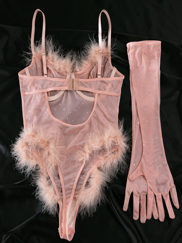 Fallen Halo – Feather-Spliced Seduction Bodysuit